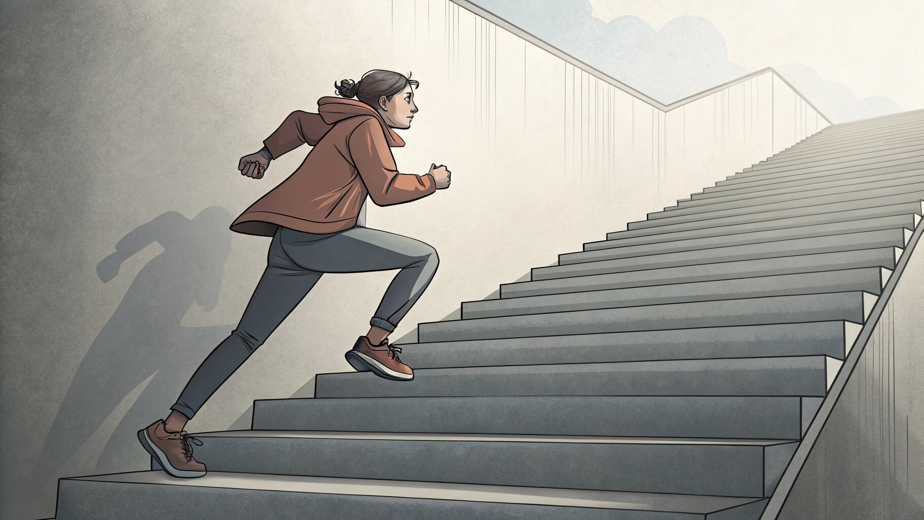 Person climbing stairs consistently